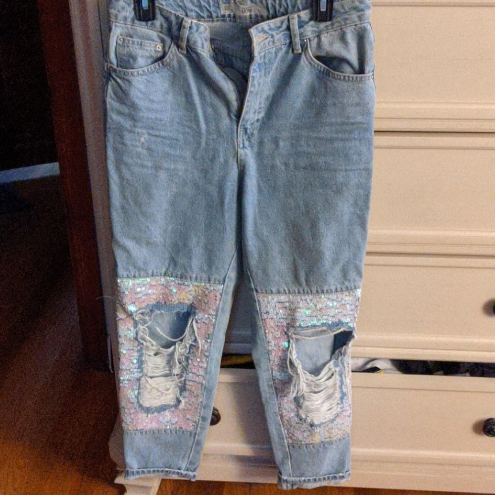 Top Shop Sequin Mom Jeans